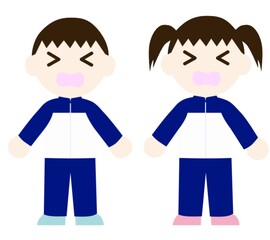 泣いているジャージを着た子供