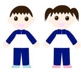 笑っているジャージを着た子供
