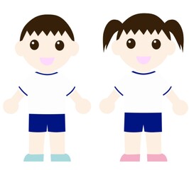 笑っている体操服を着た子供