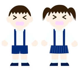 泣いている制服を着た子供