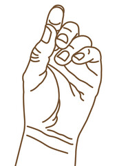 左手の線画イラスト