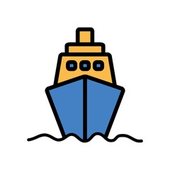 Ship Flat Icon Vector Logo Template Illustration