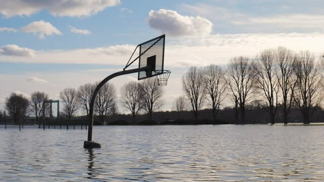 Flooded Basketball-Court in Cologne, Germany