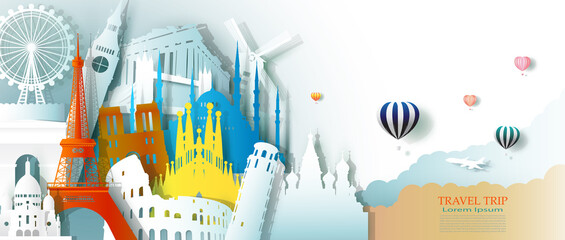 Travel business landmarks tourism Europe architecture by balloon.