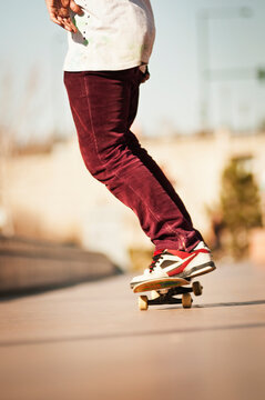 Surface level of man skateboarding at park