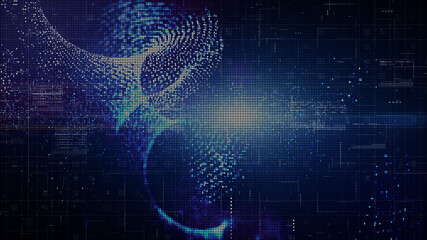 Technology digital abstract background, Digital matrix particles grid virtual reality abstract cyberspace environment background. 3d rendering