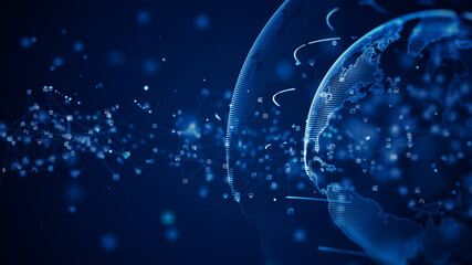Technology Network Data Connection. Digital Data Network and Cyber Security Concept. Social Network Connections Future Abstract Background. 3d rendering