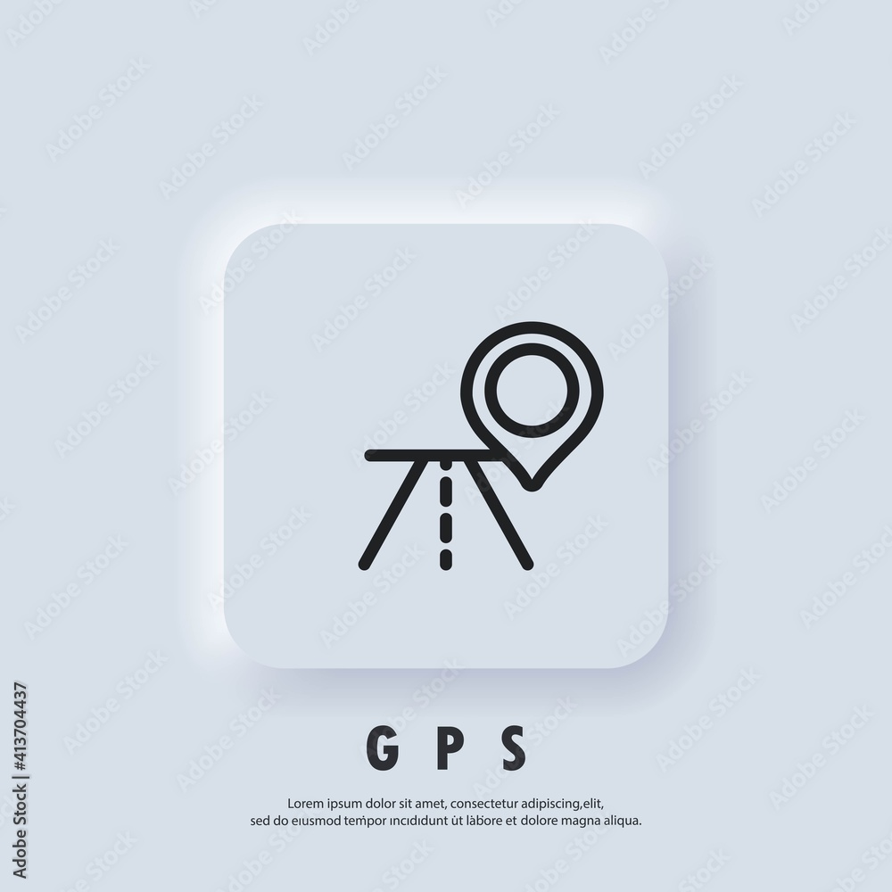 Poster gps icon. map pin. route location and map pin icon. vector eps 10. ui icon. neumorphic ui ux white u