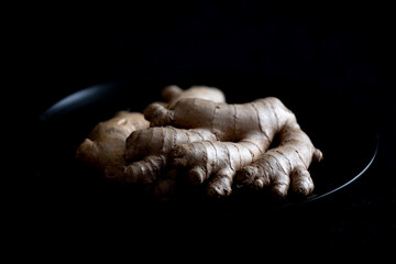 Ginger root on a dark background