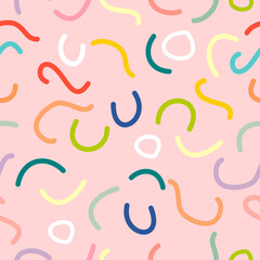 Seamless Line art and colorful Pattern. Abstract vector pattern design in modern style for web banner, business presentation, branding package, fabric print, wallpaper, banner, book