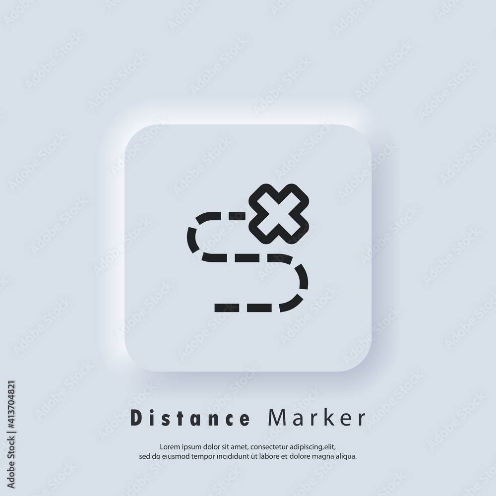 Poster treasure map hidden location marked with an x. travel navigation line icon. track distance. destinat