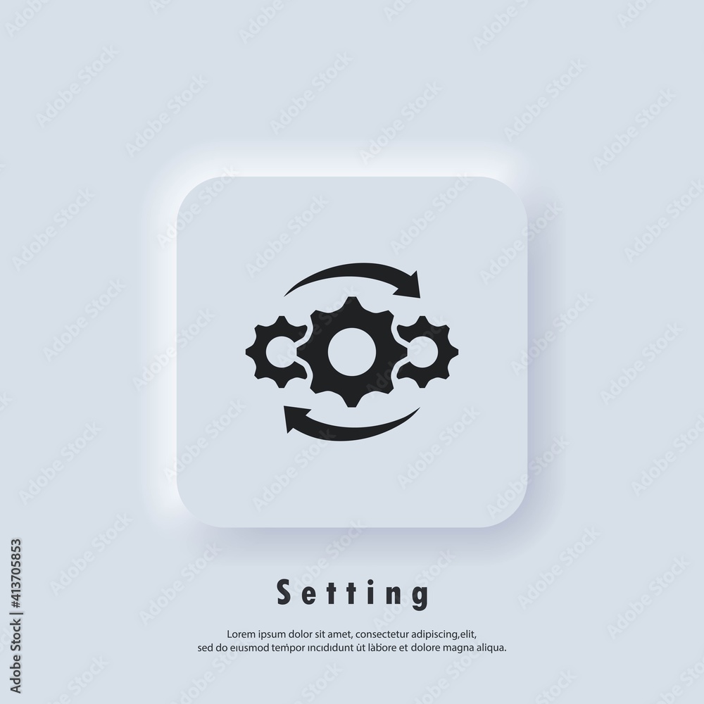 Aufkleber account settings. gear icon. gear settings icons. cogwheel logo. vector eps 10. ui icon. neumorphic 