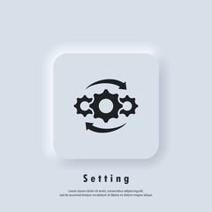 Account settings. Gear icon. Gear settings icons. Cogwheel logo. Vector EPS 10. UI icon. Neumorphic UI UX white user interface web button. Neumorphism