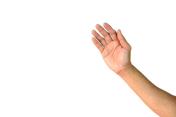 Obraz premium Symbol empty hand holding isolated on the white background. 