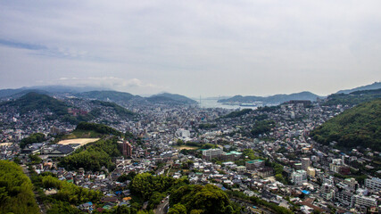 Fototapeta na wymiar Panoramic view of Nagasaki City taken from aerial photography_15