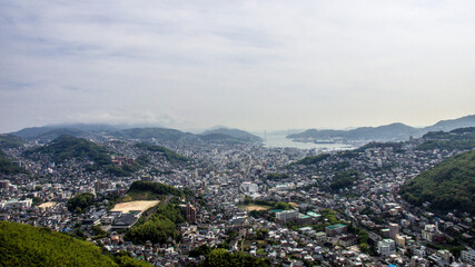 Fototapeta na wymiar Panoramic view of Nagasaki City taken from aerial photography_12