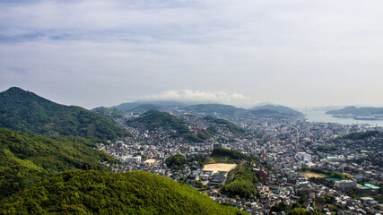 Fototapeta na wymiar Panoramic view of Nagasaki City taken from aerial photography_07