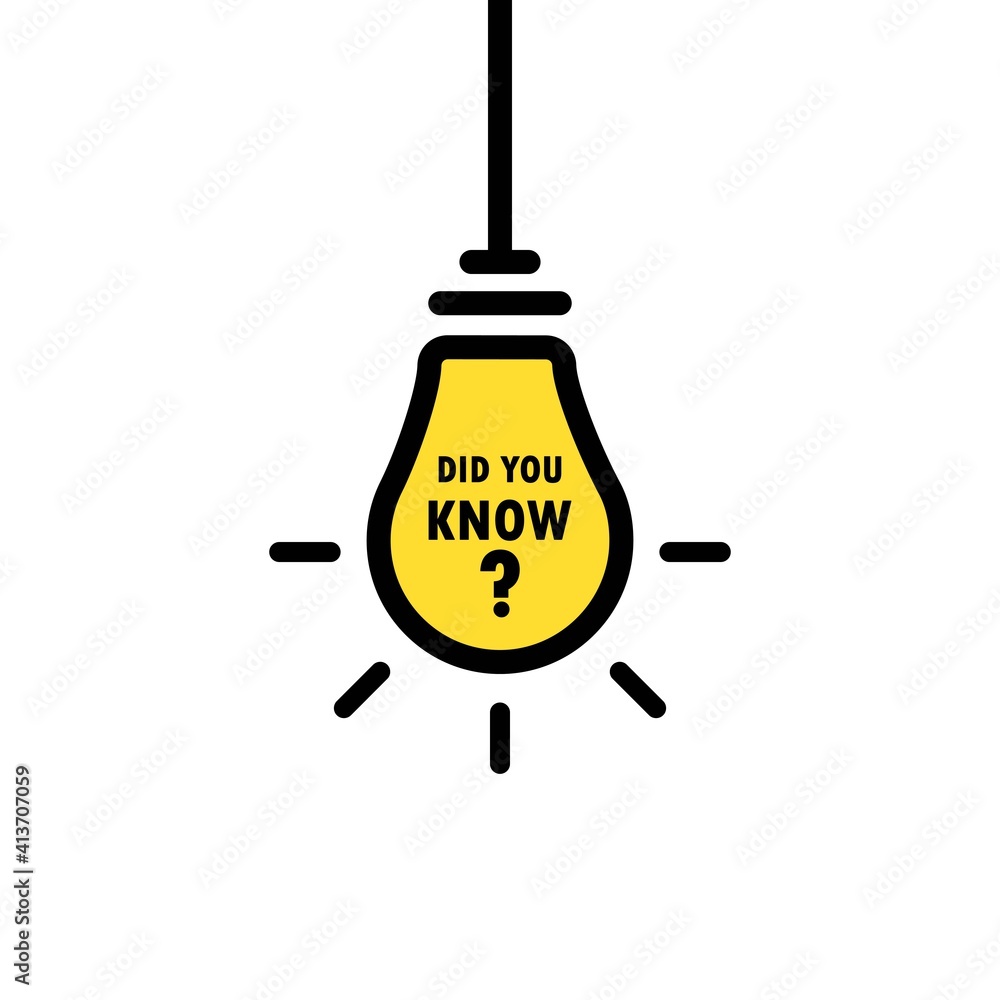 Poster did you know text in linear bulb. concept of wise council or funny facts for learning and expert tut