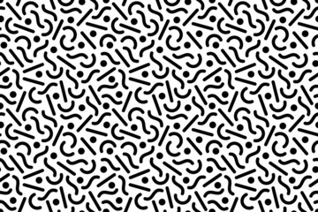 Seamless 1980's Black & White Memphis Style Pattern