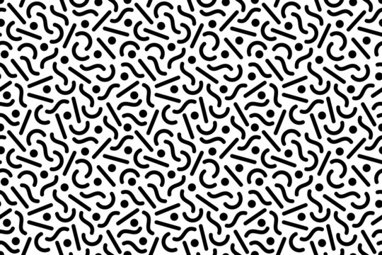 Seamless 1980's Black & White Memphis Style Pattern