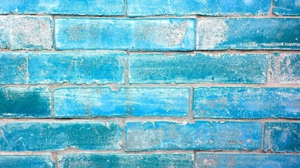Blue brick wall background structure.