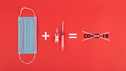 Vaccine vial dose flu shot drug needle syringe,medical concept vaccination hypodermic injection...