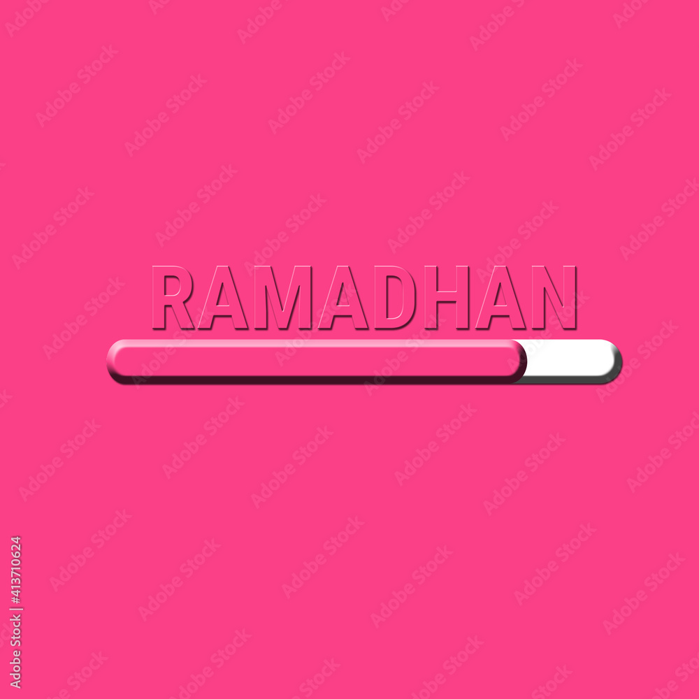 Fototapete loading abstract 3d ramadan on pink background. 3d rendering