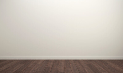Empty room with wooden floor and white wall for artwork or add message - 3d rendering