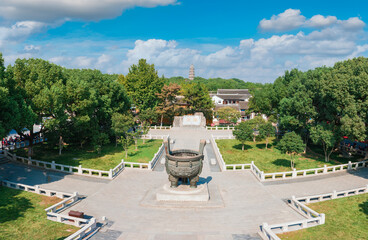 Fototapeta premium The bronze tripod of Huqiu mountain in Suzhou, Jiangsu Province, China