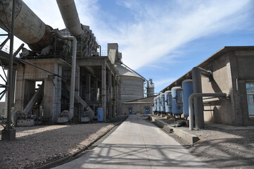 Zhambyl region, Kazakhstan - 05.15.2013 : The territory of a cement plant with different production...