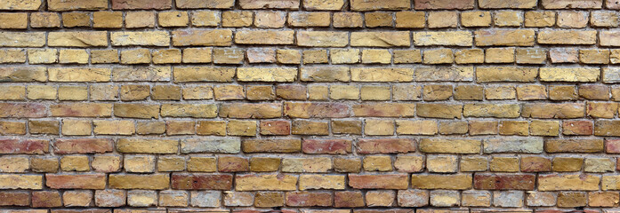 panoramic old red brick wall background