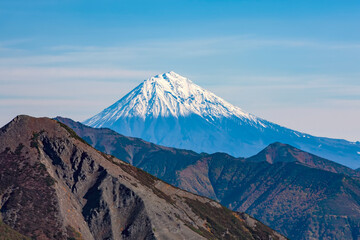 Fototapeta premium steep top of Avachinsky Volcano, Kamchatka, Russia.