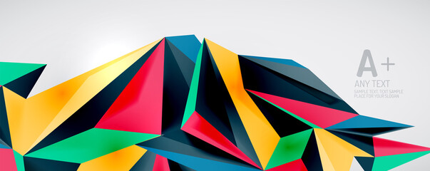 Vector triangle geometric backgrounds. Low poly 3d shape on light backdrop. Vector illustration for covers, banners, flyers and posters and other designs