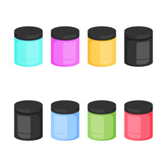 ink vector for screen printing in container. with RGB and CMYK colors. in a bundle set. white background.