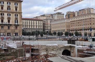 Napoli - Cantiere per la metro in Piazza Municipio