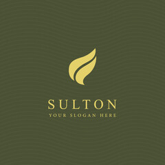 Elegant logo with the green background. for your company or your hotel or apartment. Luxury logo