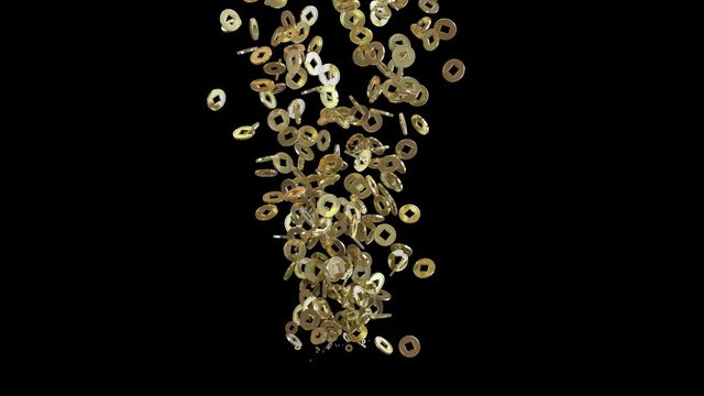 3D animation of chinese new year gold coins flow with alpha layer