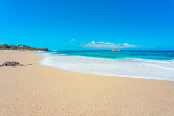 Fototapeta na wymiar Touristic site of Boucan Canot Beach at saint-Gilles-les-bains - Reunion Island