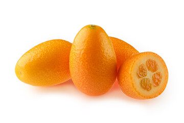 Fresh juicy kumquat isolated on white