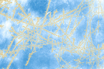 Abstract pattern. Yellow lines on a blue background.