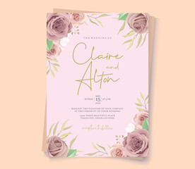 Modern wedding card with floral design