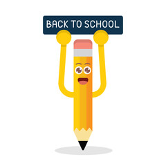 Pencil Character Back to School Cute Icon, and illustration Vector