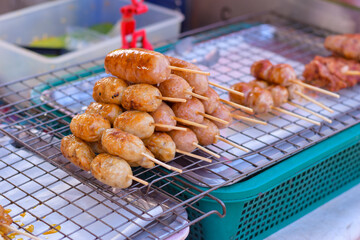 Sausages placed on the container