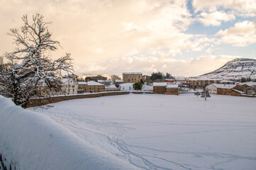Great snowfall in Espinosa de los Monteros, Spain