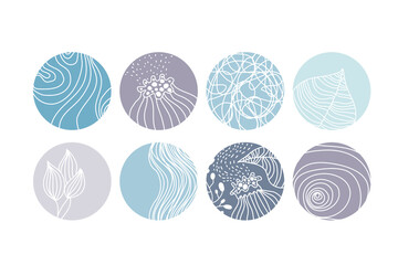 Highlight cover set, abstract floral botanical icons for social media. Vector illustration
