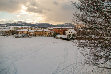 Fototapeta premium Great snowfall in Espinosa de los Monteros, Spain