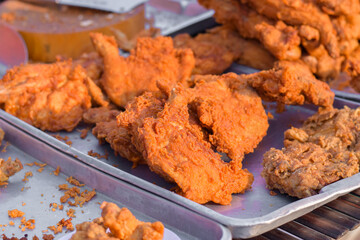 Fried chicken in the market
