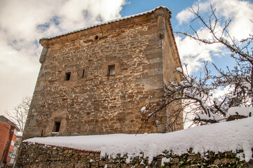 Fototapeta premium Great snowfall in Espinosa de los Monteros, Spain