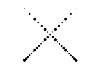Halftone dots in Cross Form . Vector Illustration. Letter x  Logo . Design element . Abstract Geometric shape . 