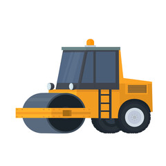 Road rink. Construction equipment, vector illustration